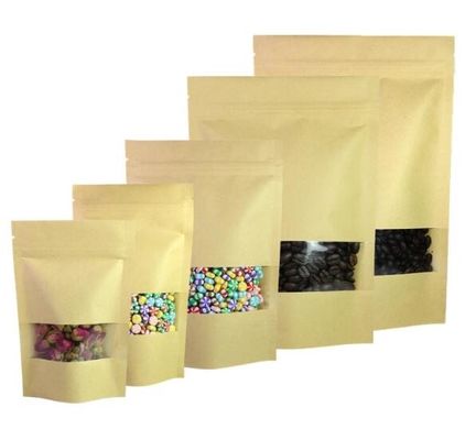 Стойте вверх жара Doypack - упаковка бумаги Брауна уплотнения Kraft кладет Multi размер в мешки со штейновым окном