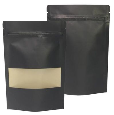 Multi размер Doypack стоит вверх мешок жары Kraft Sealable бумажный черный с окном
