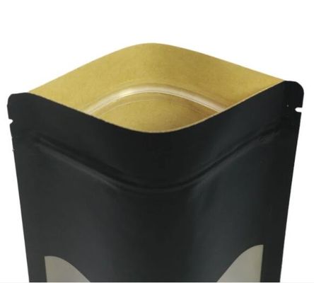 Multi размер Doypack стоит вверх мешок жары Kraft Sealable бумажный черный с окном